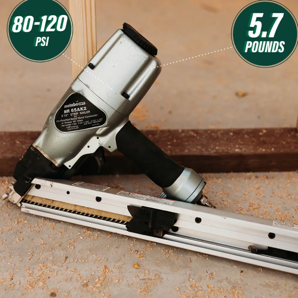 Metabo HPT NR65AK2SM 36-Degree 2-1/2 in. Strap-Tite Fastening System Metal Connector Strip Nailer with Short Magazine