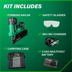 Metabo HPT NR3675DDM 36V MultiVolt Lithium-Ion Cordless Forming Nailer Kit (2.5 Ah/5 Ah)