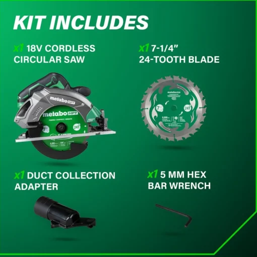 Metabo HPT 18V MultiVolt Brushless Lithium-Ion 7-1/4 in. Cordless Circular Saw (Tool Only)