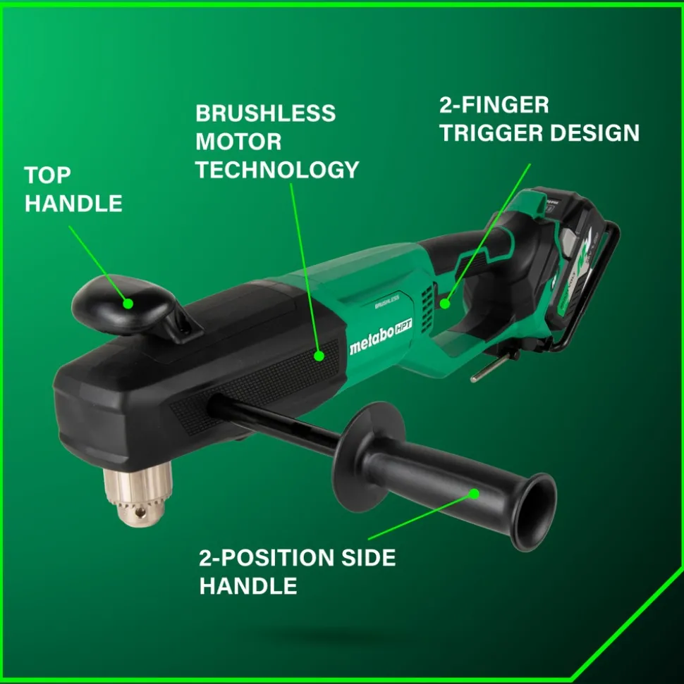 Metabo HPT 36V MultiVolt Lithium-Ion Brushless 1/2 in. Cordless High Power Right Angle Drill Kit (4 Ah/8 Ah)