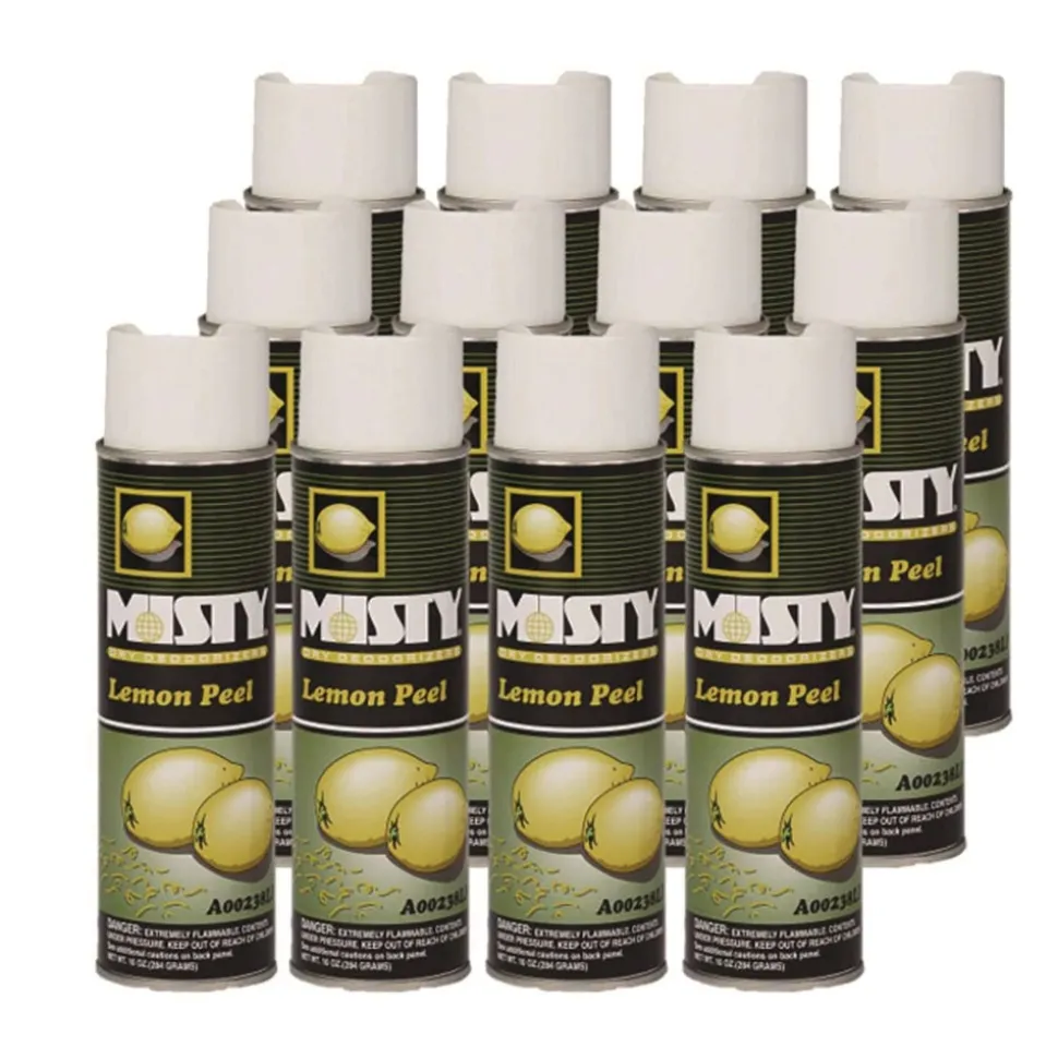 Misty 1001842 10 oz. Aerosol Spray Handheld Air Deodorizer - Lemon Peel (12/Carton)
