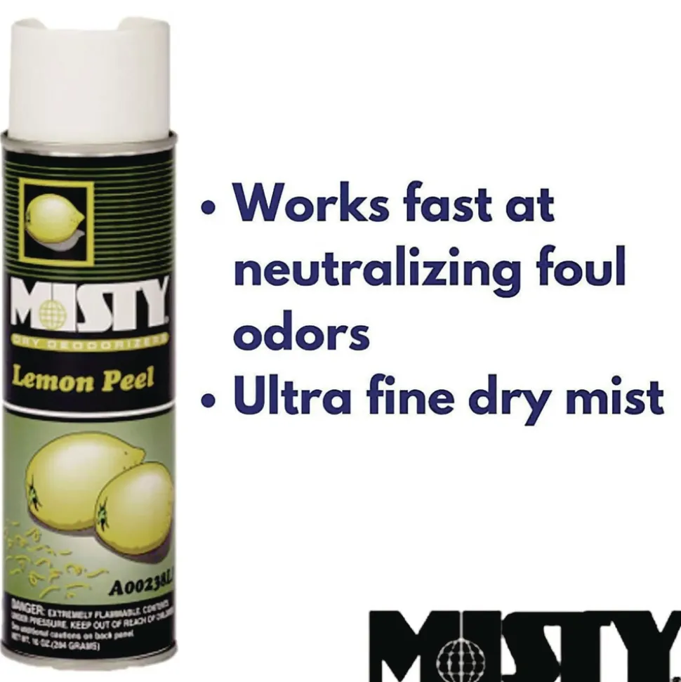 Misty 1001842 10 oz. Aerosol Spray Handheld Air Deodorizer - Lemon Peel (12/Carton)