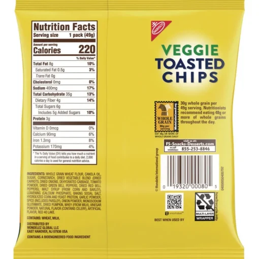 Nabisco 1.75 oz. Bag Wheat Thins Toasted Veggie Chips (60/Carton)