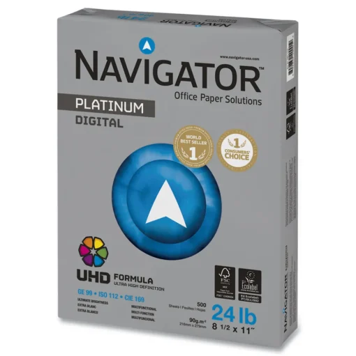 Navigator 99 Bright 24 lbs. Bond Weight 8.5 in. x 11 in. Platinum Paper - White (10/Carton)