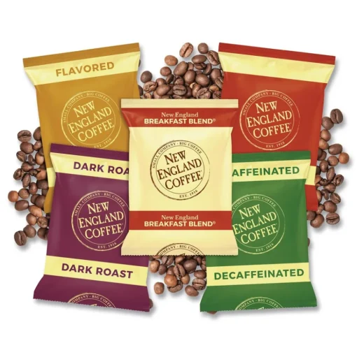 New England Coffee 026260 2.5 oz. Coffee Portion Packs - Breakfast Blend (24/Carton)