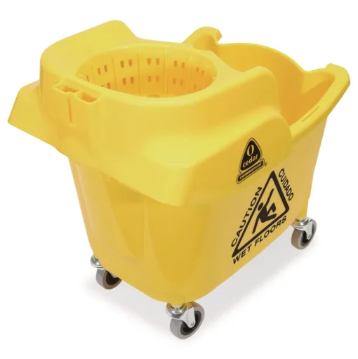Nexstep Commercial Products MaxiRough Institutional Mop Bucket and Wringer, 35 qt, Yellow