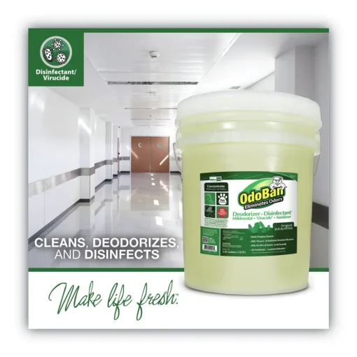 OdoBan 911062-5G CONCENTRATED ODOR ELIMINATOR AND DISINFECTANT, EUCALYPTUS, 5 GAL PAIL