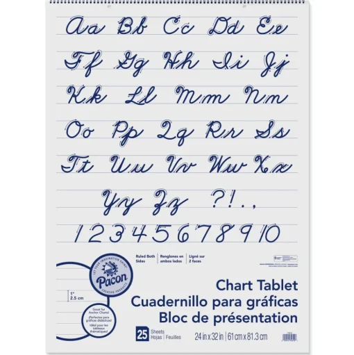 Pacon 24 in. x 32 in. 25 Sheets 1 in. Rule Presentation Format Chart Tablets - White
