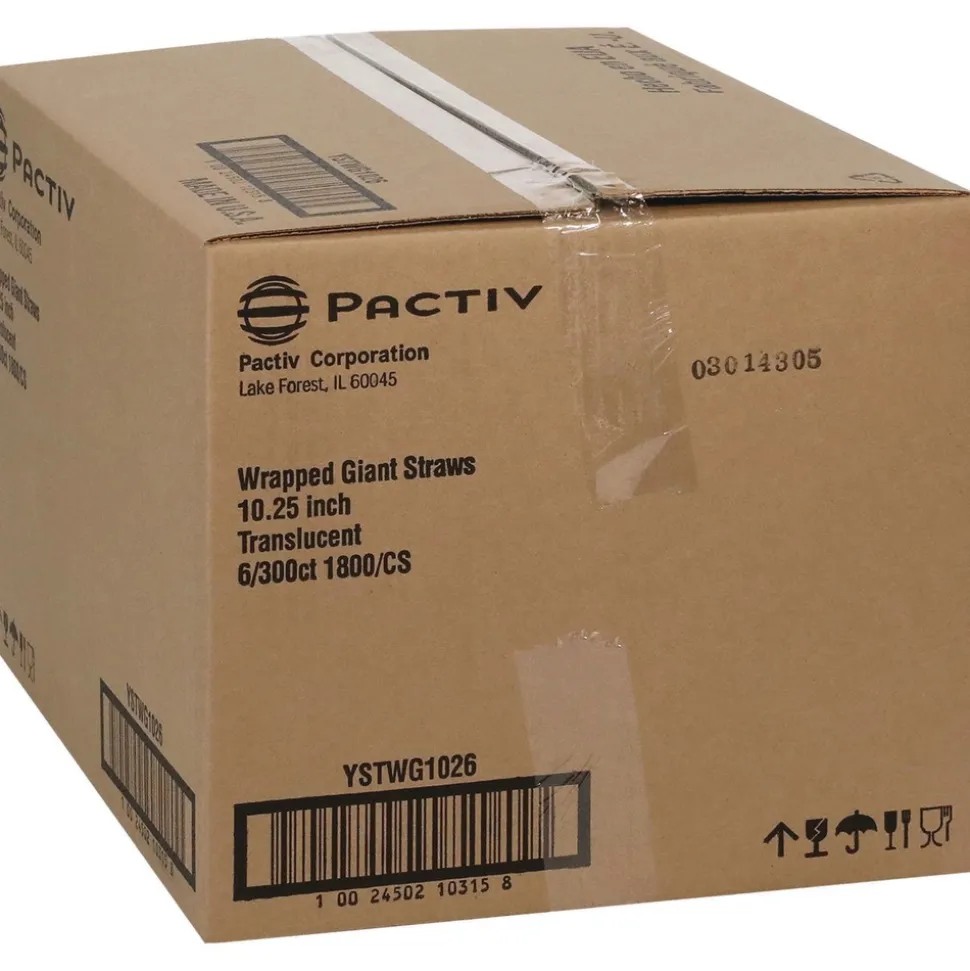 Pactiv Corp. 10.25 in. Giant Paper-Wrapped Straw - Translucent (1800/Carton)