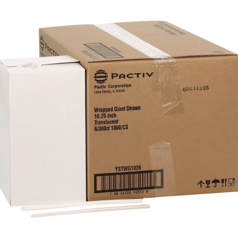 Pactiv Corp. 10.25 in. Giant Paper-Wrapped Straw - Translucent (1800/Carton)