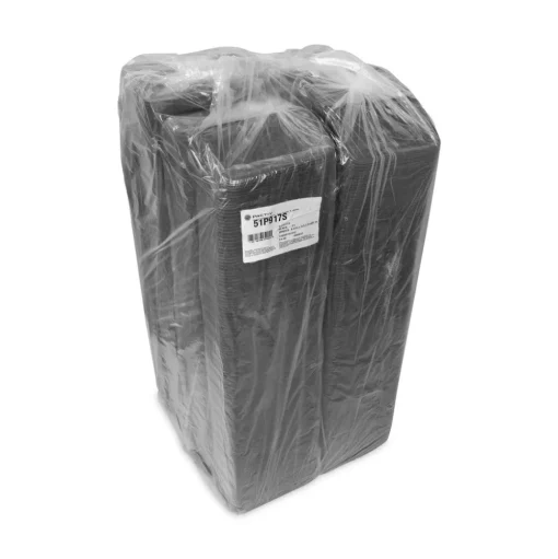 Pactiv Corp. 8.38 in. x 4.5 in. x 0.69 in. No. 17S Foam Supermarket Tray - Black (1000/Carton)