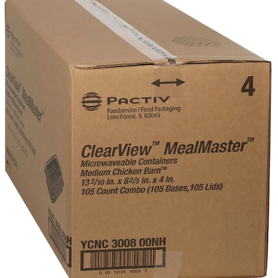 Pactiv Corp. 13.3 in. x 8.4 in. x 4 in. ClearView MealMaster Chicken Barn - Black/Clear (105/Carton)