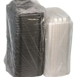 Pactiv Corp. 13.3 in. x 8.4 in. x 4 in. ClearView MealMaster Chicken Barn - Black/Clear (105/Carton)