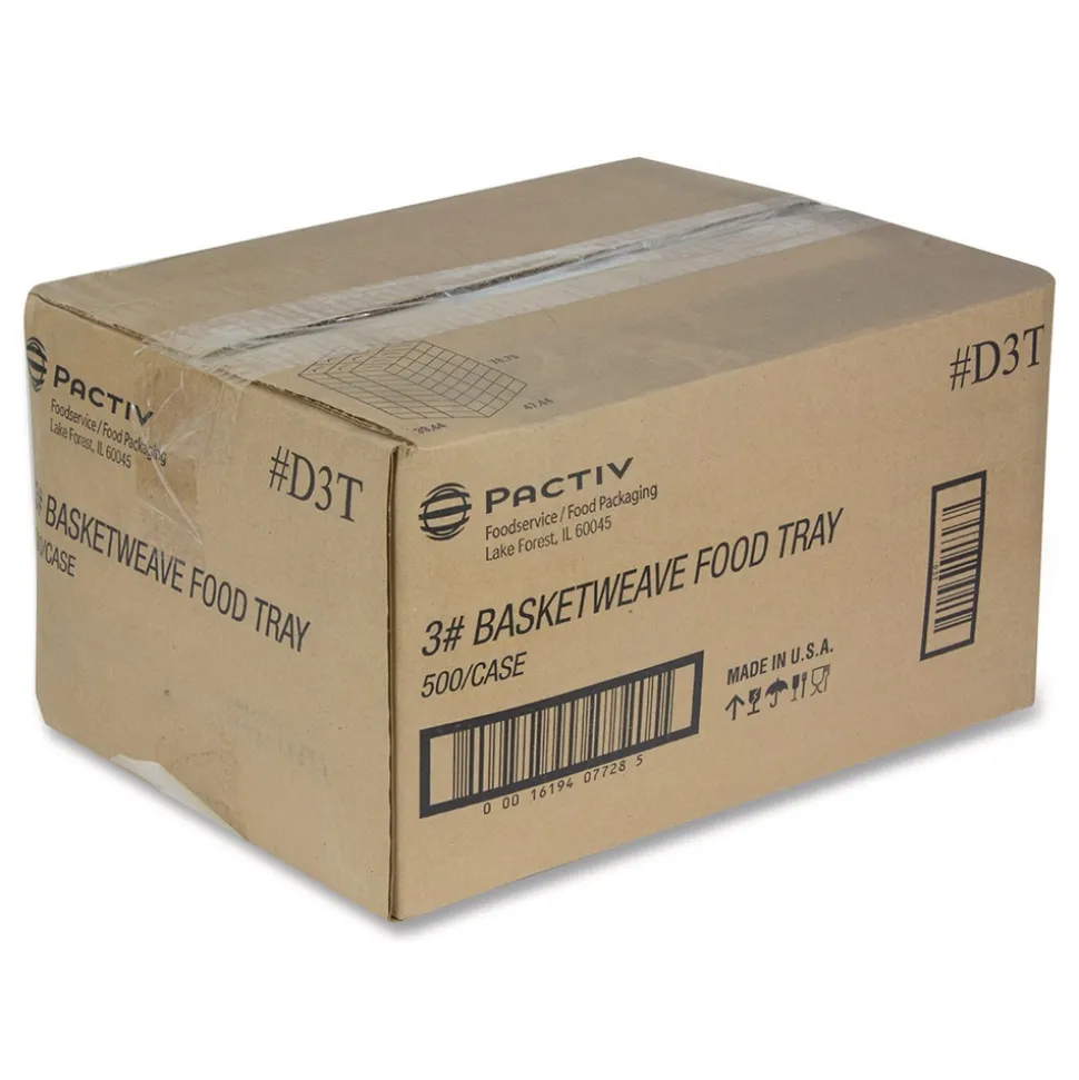 Pactiv Corp. 7.75 in. x 5.1 in. x 2.1 in. 3 lbs. Paperboard Food Tray - Red/White (500/Carton)