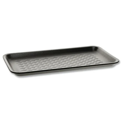 Pactiv Corp. 10.88 in. x 5.88 in. x 0.69 in. No. 10S Foam Supermarket Tray - Black (500/Carton)