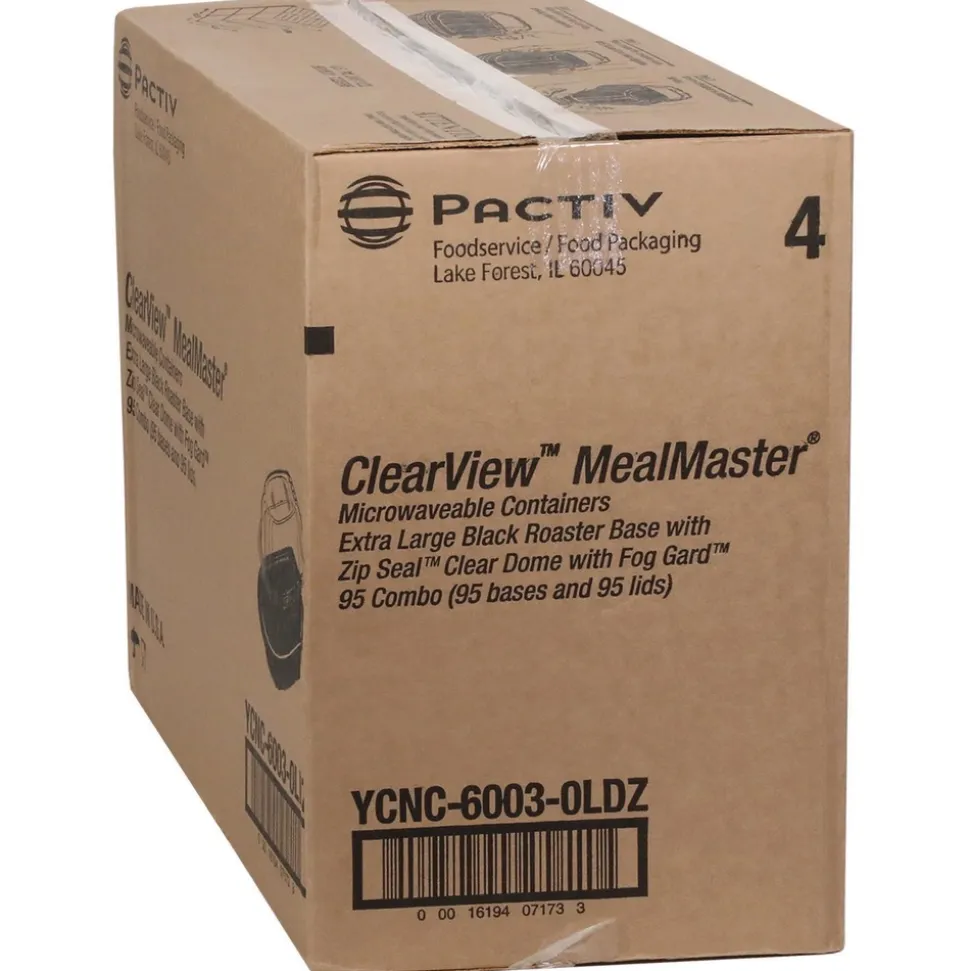 Pactiv Corp. 10.75 in. x 8.5 in. x 4.25 in. ClearView MealMaster Chicken Roaster - Black/Clear (95/Carton)