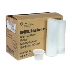 Pactiv Corp. 2 in. x 2 in. x 2 in. 16 oz. Newspring DELItainer Microwavable Plastic Container - Clear (240/Carton)