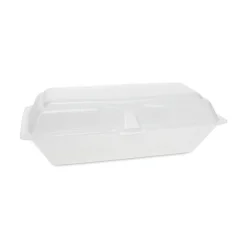 Pactiv Corp. 9.75 in. x 5 in. x 3.25 in. Foam Hinged Lid Containers - White (560/Carton)