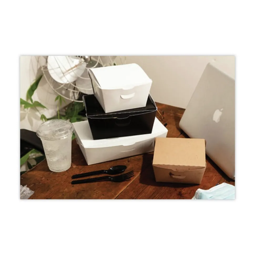 Pactiv Corp. 66 oz 6.5 x 4.5 x 3.25 EarthChoice OneBox Paper Box - Black (160/Carton)