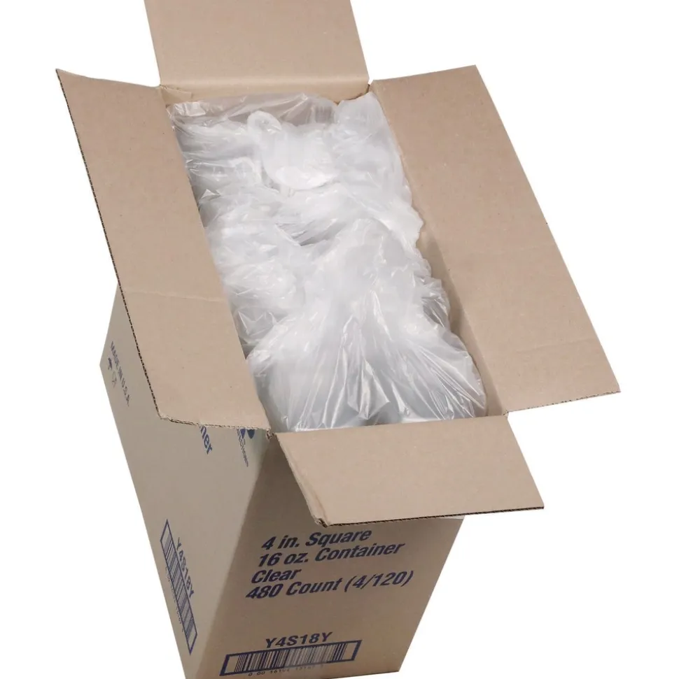 Pactiv Corp. 16 oz 4 x 4 x 3 PET Plastic Square Container - Clear (480/Carton)