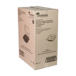 Pactiv Corp. DC858100B000 38 oz 8.5 x 8.5 x 3 EarthChoice Vented Dual Color Microwavable Plastic Hinged Lid Container - Black/Clear (150/Carton)