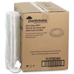 Pactiv Corp. EarthChoice 9 - 20 oz. No Straw Slot Cold Cup Lids - Clear (1020/Carton)