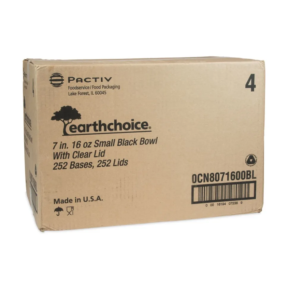 Pactiv Corp. EarthChoice MealMaster 16 oz. Container with Lid - Black/Clear (252/Carton)