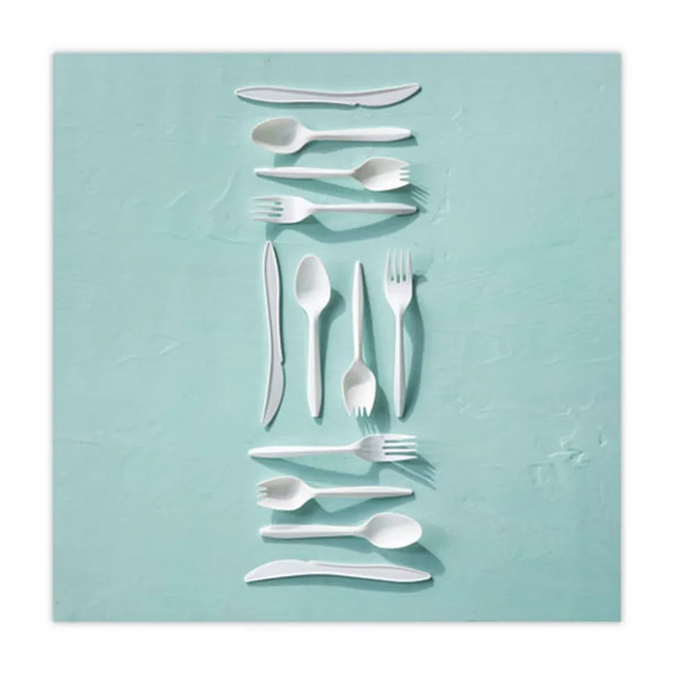 Pactiv Corp. Fieldware Mediumweight Spork Cutlery - White (1,000/Carton)