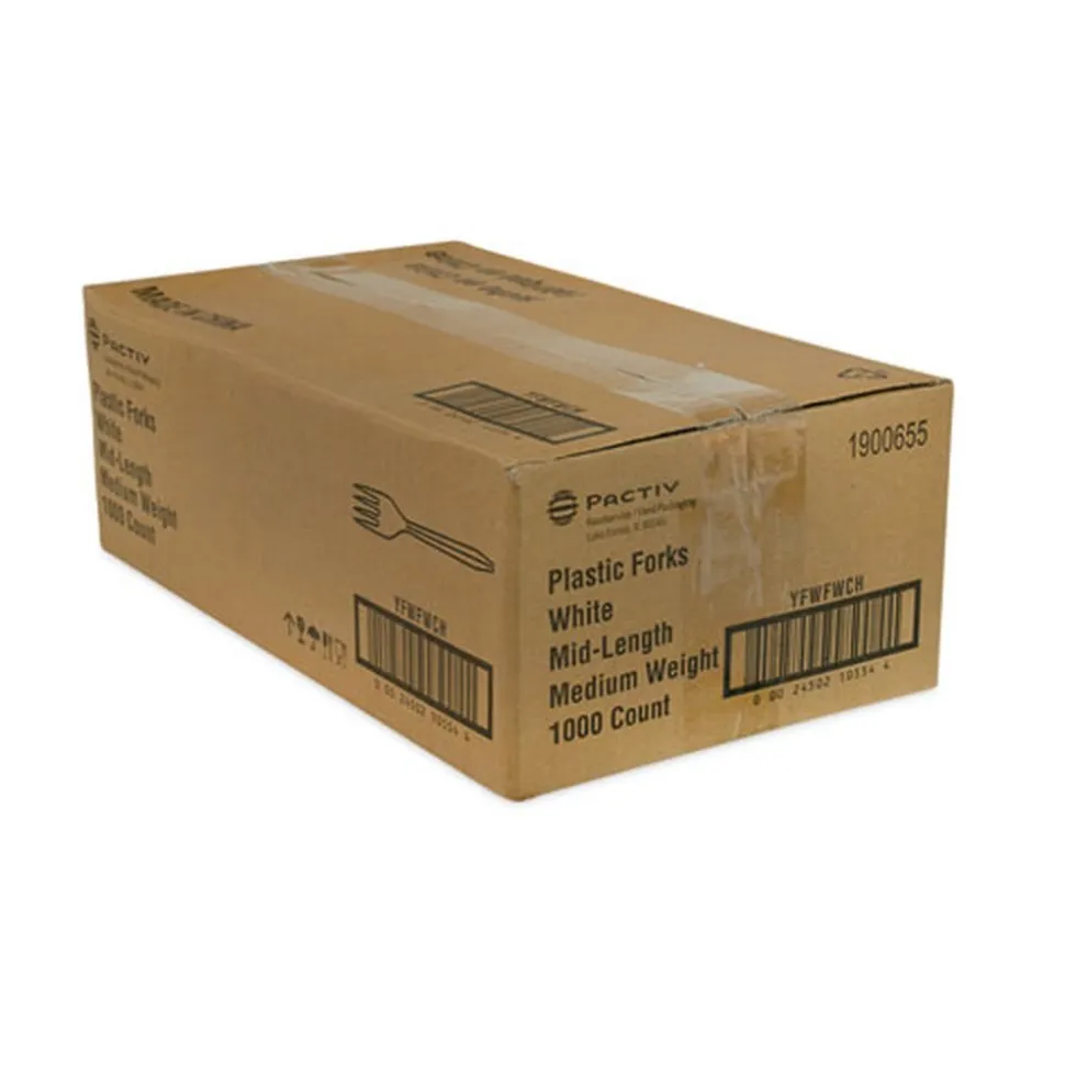 Pactiv Corp. Fieldware Mediumweight Fork Cutlery - White (1,000/Carton)