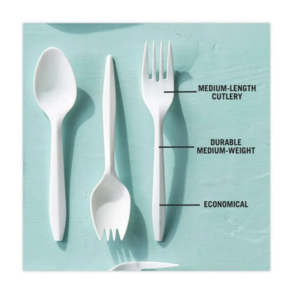 Pactiv Corp. Fieldware Mediumweight Fork Cutlery - White (1,000/Carton)