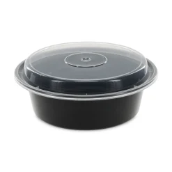 Pactiv Corp. NC729B 32 oz 7 in. Diameter x 2 in. h Newspring VERSAtainer Plastic Microwavable Containers - Black/Clear (150/Carton)