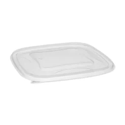 Pactiv Corp. SACLF07 EarthChoice 7.38 in. x 7.38 in. x 0.26 in. Square Recycled Bowl Flat Lid - Clear (300/Carton)