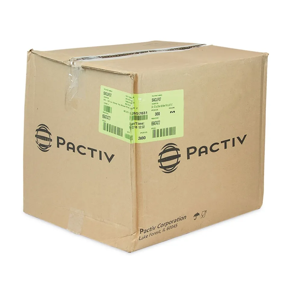 Pactiv Corp. SACLF07 EarthChoice 7.38 in. x 7.38 in. x 0.26 in. Square Recycled Bowl Flat Lid - Clear (300/Carton)
