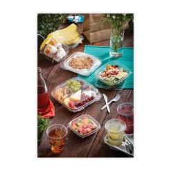 Pactiv Corp. SACLF07 EarthChoice 7.38 in. x 7.38 in. x 0.26 in. Square Recycled Bowl Flat Lid - Clear (300/Carton)