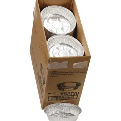 Pactiv Corp. Y52730 7 in. Diameter x 1.53 in. h 24 oz Aluminum Take-Out Container - Silver (250/Carton)