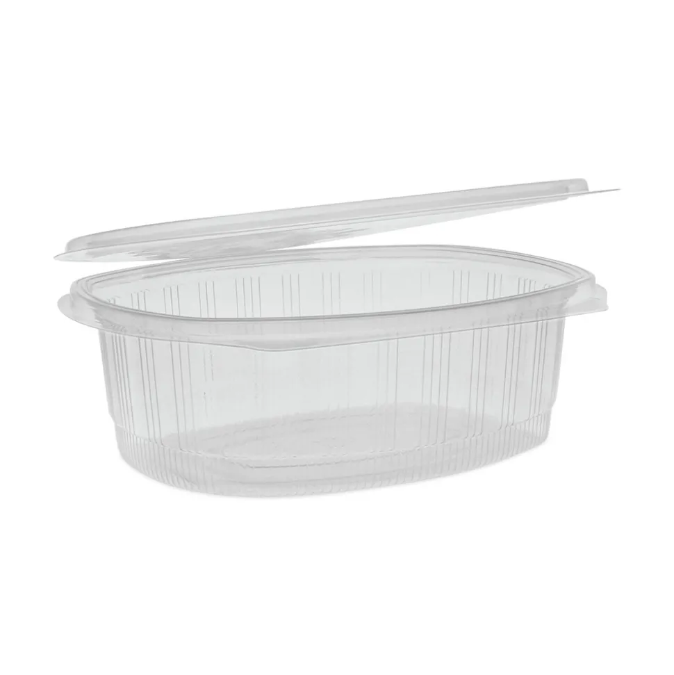 Pactiv Corp. YCA910480000 EarthChoice 48 oz. Recycled PET Hinged Container - Clear (190/Carton)