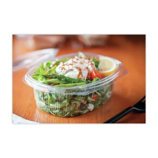 Pactiv Corp. YCA910480000 EarthChoice 48 oz. Recycled PET Hinged Container - Clear (190/Carton)