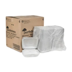Pactiv Corp. YCN808030000 EarthChoice SmartLock 8.31 in. x 8.35 in. x 3.1 in. Microwaveable MFPP 3-Compartment Hinged Lid Containers - White (200/Carton)