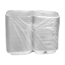 Pactiv Corp. YCN808030000 EarthChoice SmartLock 8.31 in. x 8.35 in. x 3.1 in. Microwaveable MFPP 3-Compartment Hinged Lid Containers - White (200/Carton)