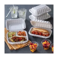 Pactiv Corp. YCN808030000 EarthChoice SmartLock 8.31 in. x 8.35 in. x 3.1 in. Microwaveable MFPP 3-Compartment Hinged Lid Containers - White (200/Carton)