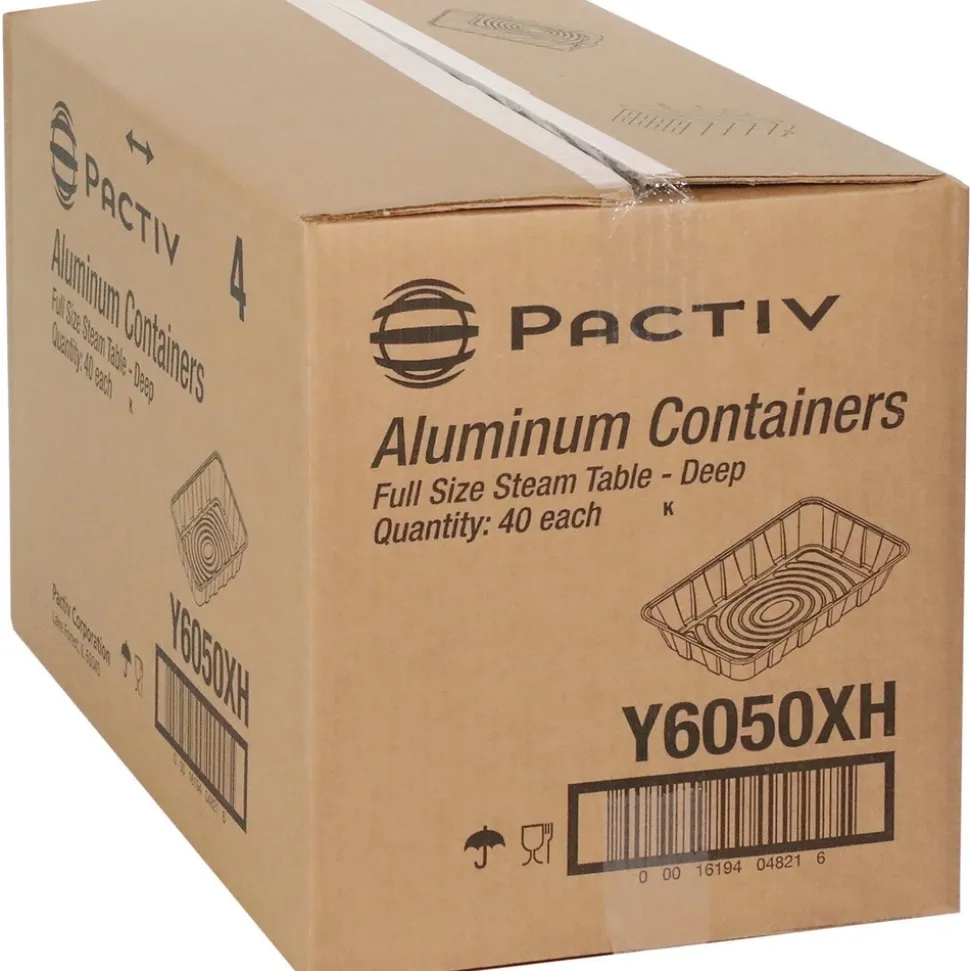 Pactiv Corp. Y6050XH 19.6 x 11.6 3.4 in. Full-Size Deep Aluminum Steam Table Pan (40/Carton)