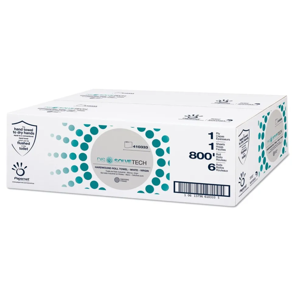 Papernet 1-Ply 7.8 in. x 800 ft. DissolveTech Paper Towel - White (6/Carton)
