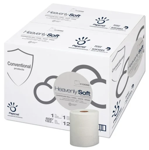 Papernet 1-Ply 7.8 in. x 600 ft. Heavenly Soft Standard Hardwound Roll Towel - White (12/Carton)