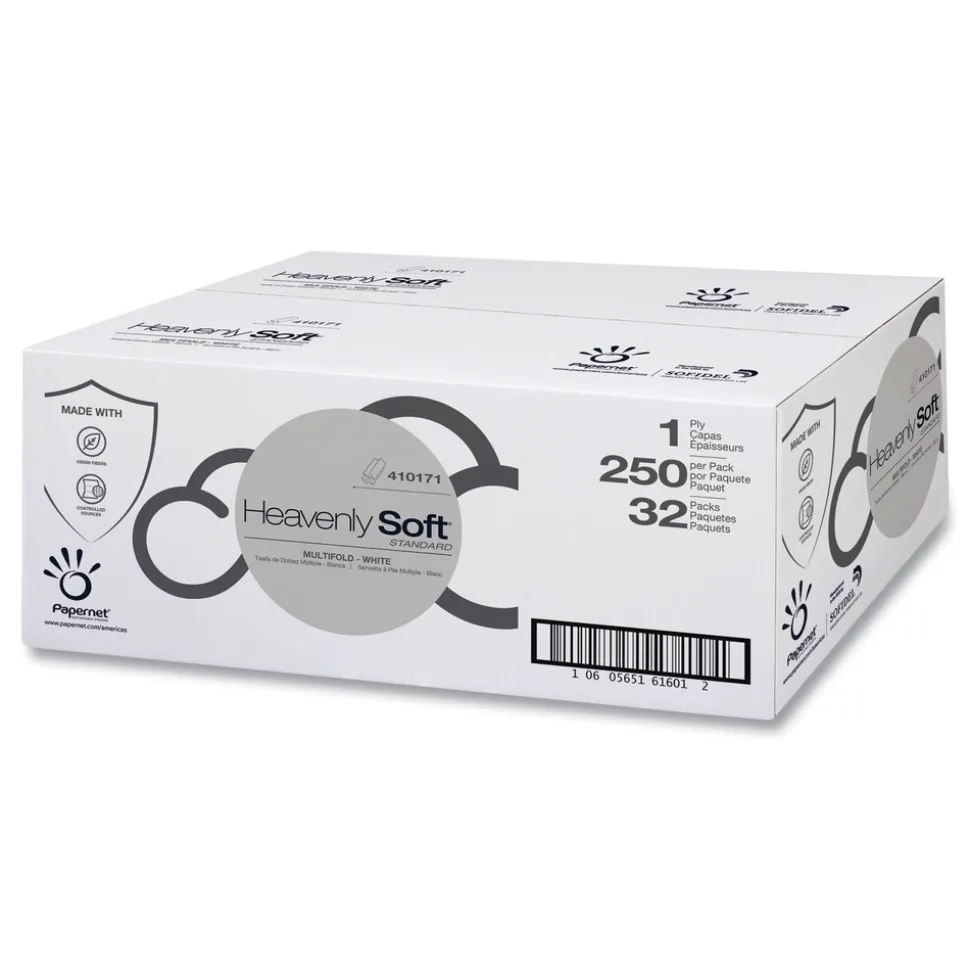 Papernet 1-Ply 4 x 9.5 Heavenly Soft Standard Multi-Fold Towel - White (32/Carton)