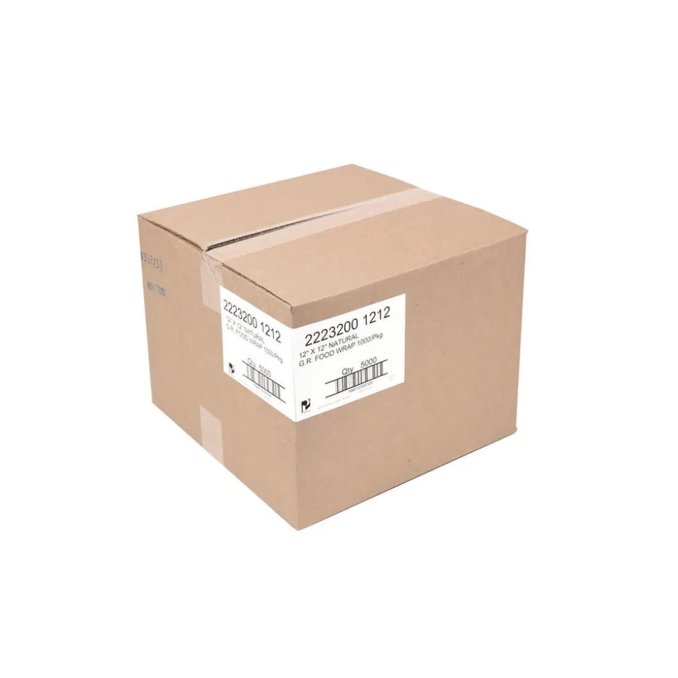 Paterson WG01009 12 in. x 12 in. Grease-Resistant Food Wrap - Natural (5000/Carton)