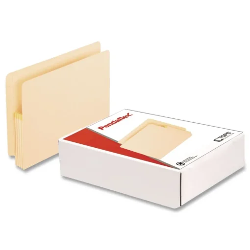 Pendaflex 3.5 in. Expansion Letter Size Manila Drop Front Shelf File Pockets with Rip-Proof-Tape Gusset Top - Manila (25/Box)