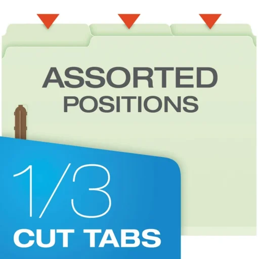 Pendaflex 1/3-Cut Tabs 3 in. Expansion 2 Fasteners Letter Size Heavy-Duty Pressboard Folders with Embossed Fasteners - Green (25/Box)