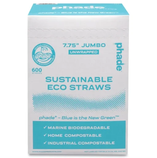 phade 511203 7.75 in. Marine Biodegradable Straws - Ocean Blue (6000/Carton)