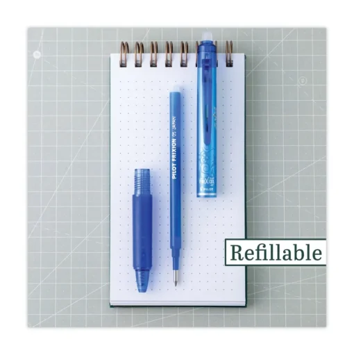 Pilot Frixion Clicker Erasable Gel Pen, Retractable, Extra-Fine 0.5 Mm, Blue Ink, Blue Barrel, Dozen