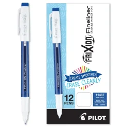Pilot FriXion Fine 0.6 millimeter Stick Fineliner Erasable Porous Point Pen - Blue Ink/Blue/White Barrel (1-Dozen)